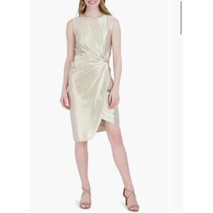 Donna Ricco Knot Waist Sleeveless Satin Dress NWT